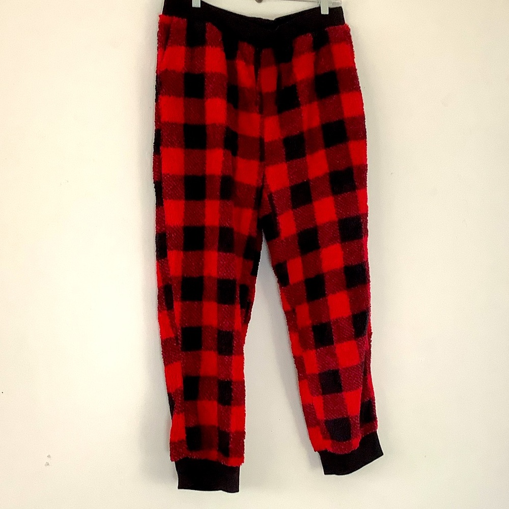 Cali 1860 Buffalo Print Joggers, Pockets Cuff Hem Holiday Lounge Preppy Dorm Y2K